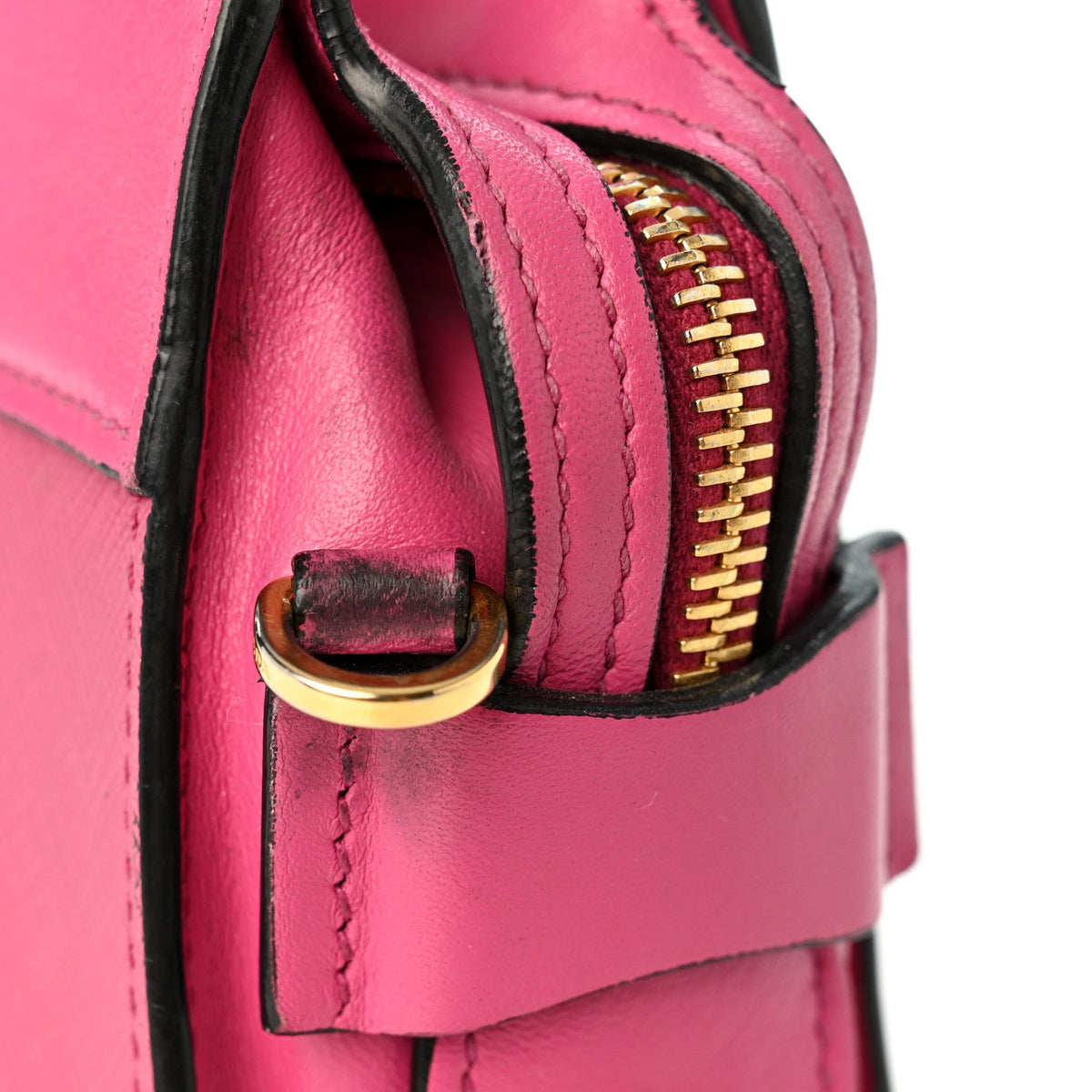 Saffiano City Calfskin Bandoliera Bag Fuxia