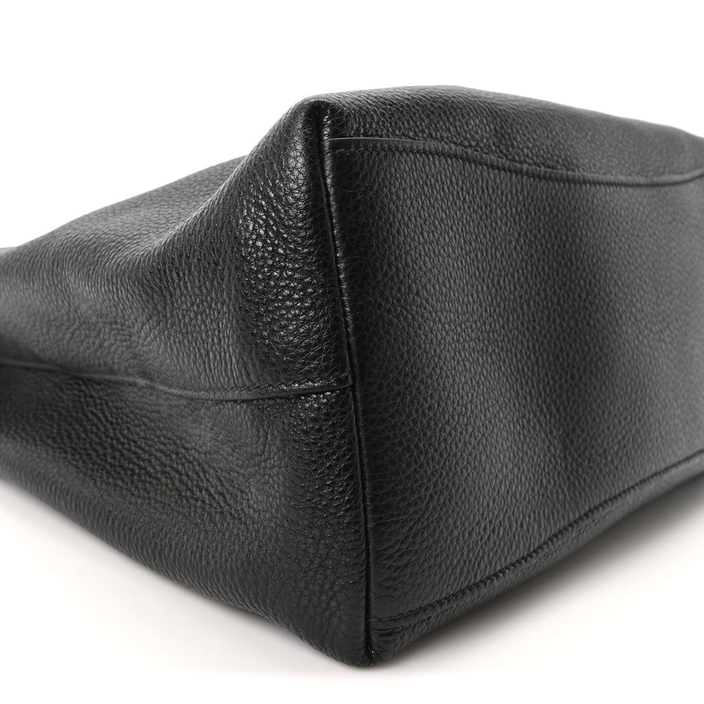 Vitello Phenix Embossed Logo Hobo Black