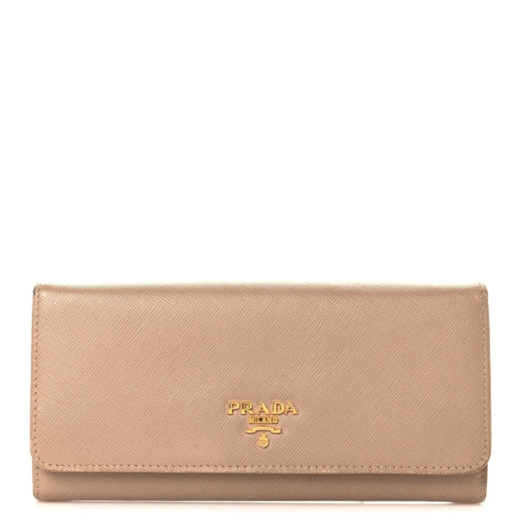 Saffiano Metal Continental Flap Wallet Cammeo