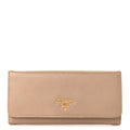 Saffiano Metal Continental Flap Wallet Cammeo