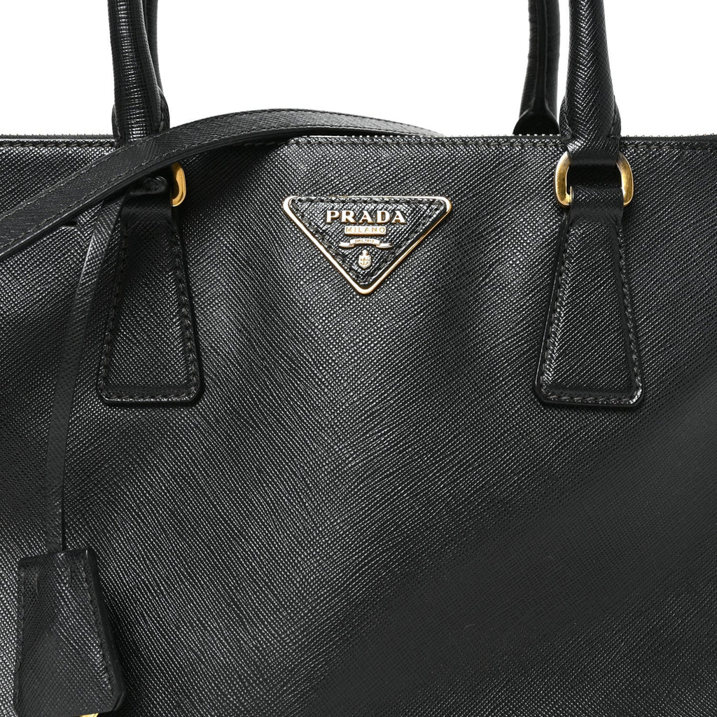 Saffiano Small Galleria Double Zip Tote Black
