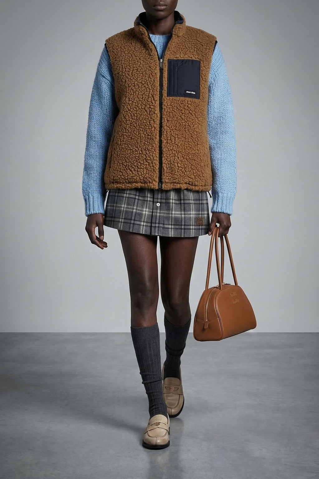 Miu Miu Leather shoulder bag with embossed logo