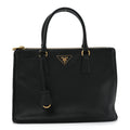 Saffiano Lux Large Galleria Double Zip Tote Black