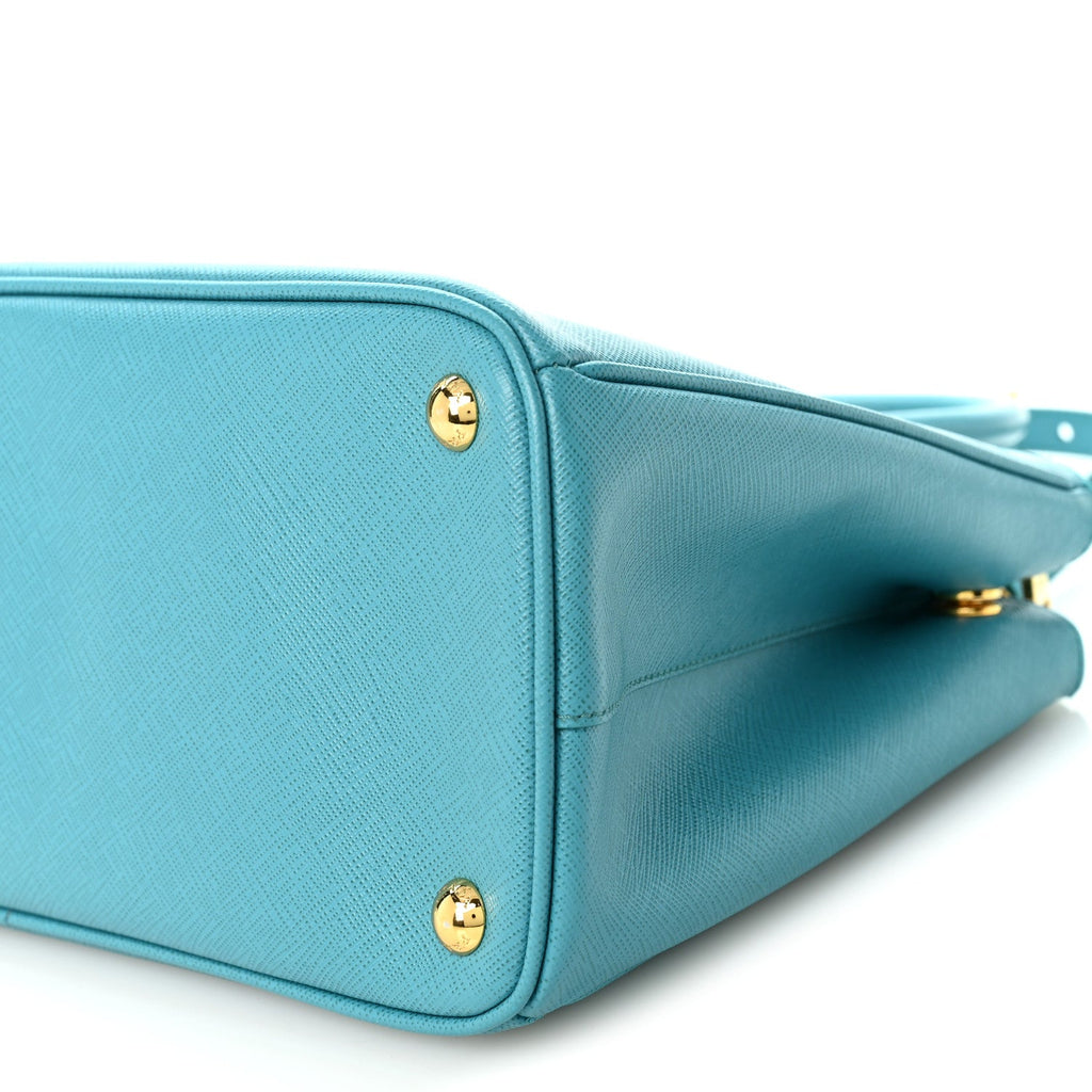 Saffiano Lux Small Galleria Double Zip Tote Turchese
