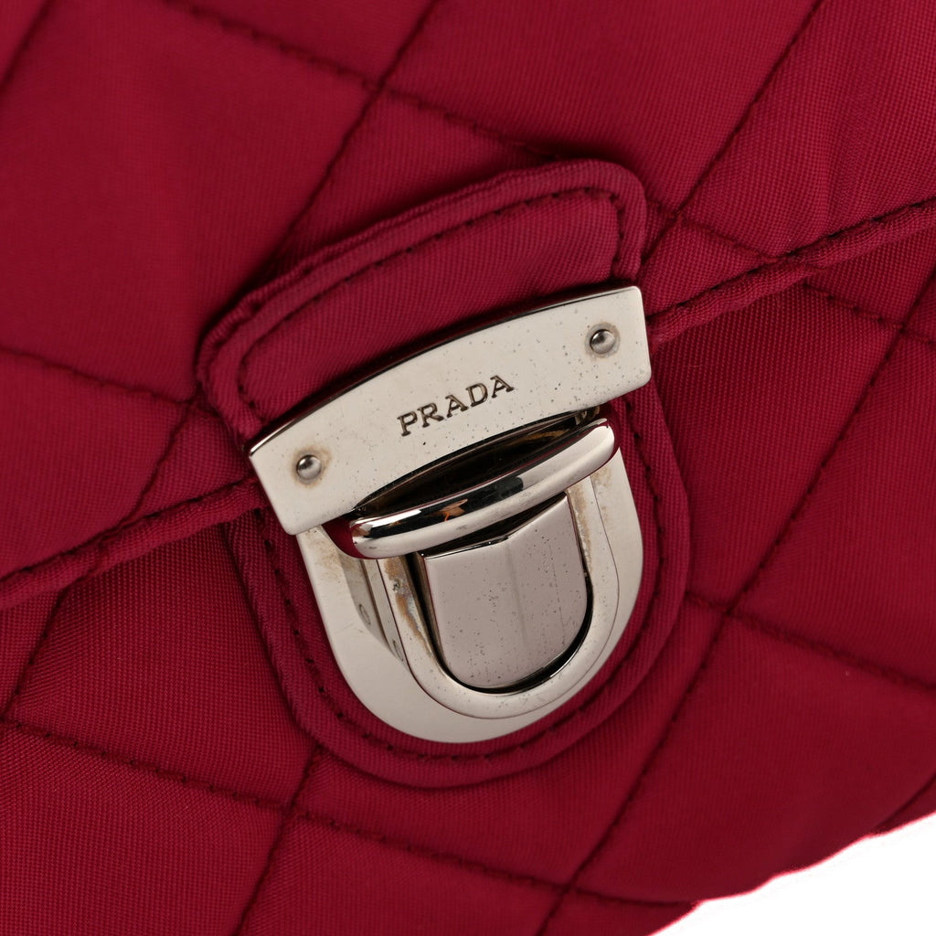 Tessuto Nylon Impuntura Flap Chain Bag Ibisco