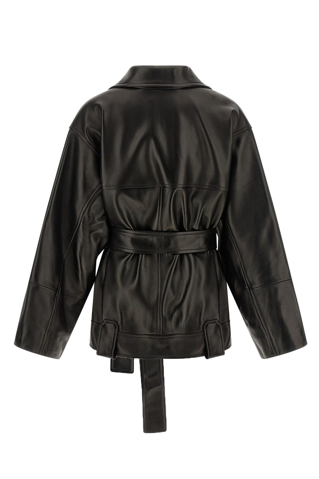 KHAITE Leather Jacket With Tie Belt