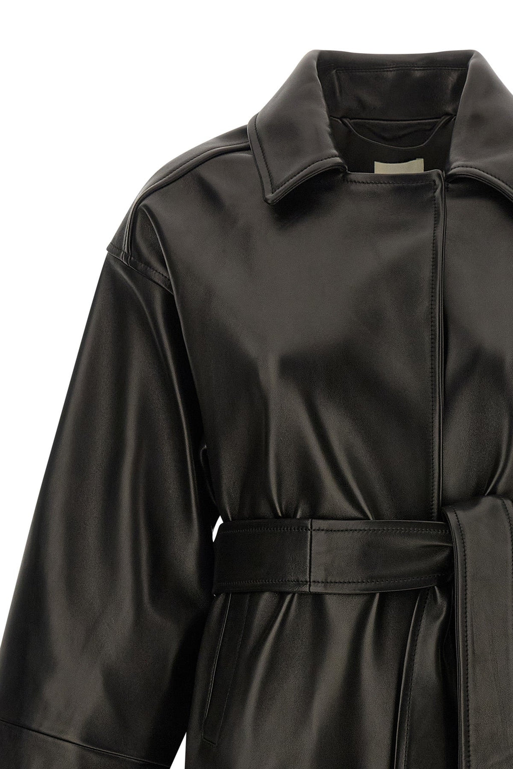 KHAITE Leather Jacket With Tie Belt