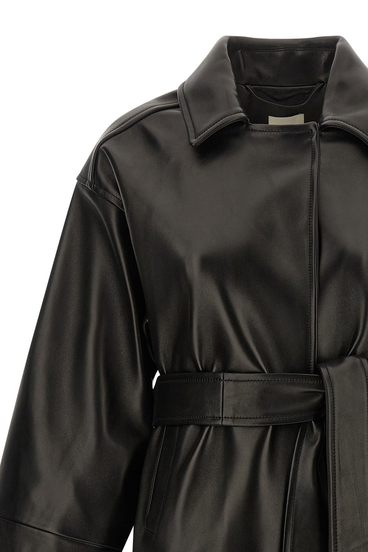 KHAITE Leather Jacket With Tie Belt