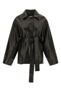 KHAITE Leather Jacket With Tie Belt