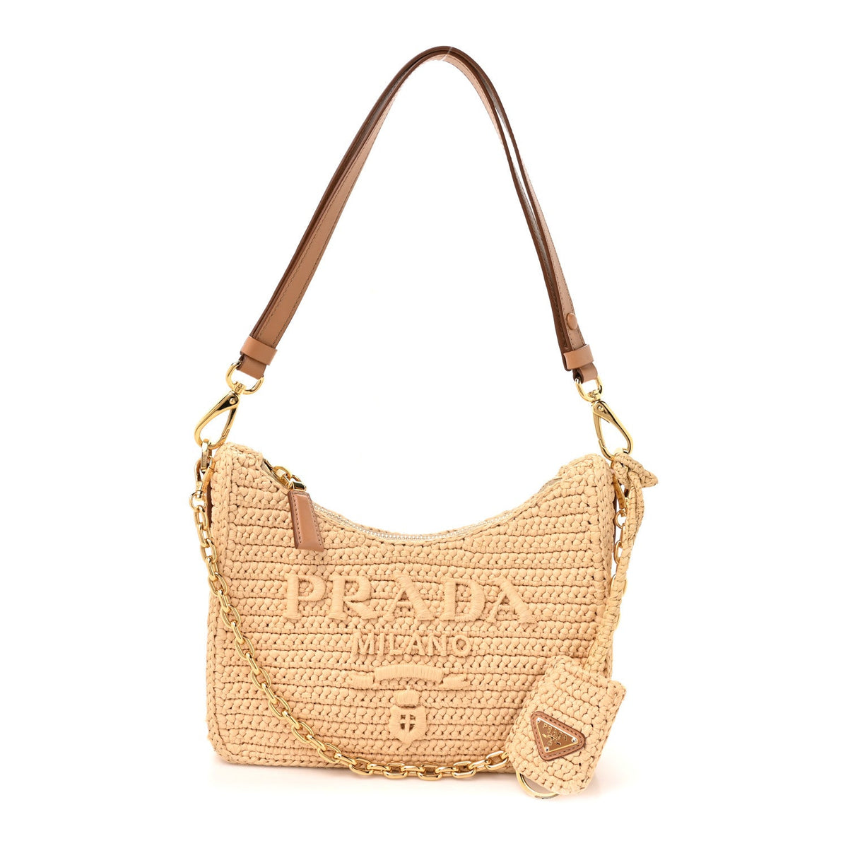 Yarn Raffia Effect Crochet Mini Re-Edition 2000 Shoulder Bag Naturale