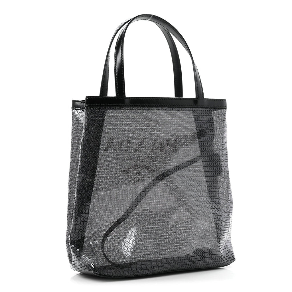 Sequin Rete Paillettes Small Tote Bag Black