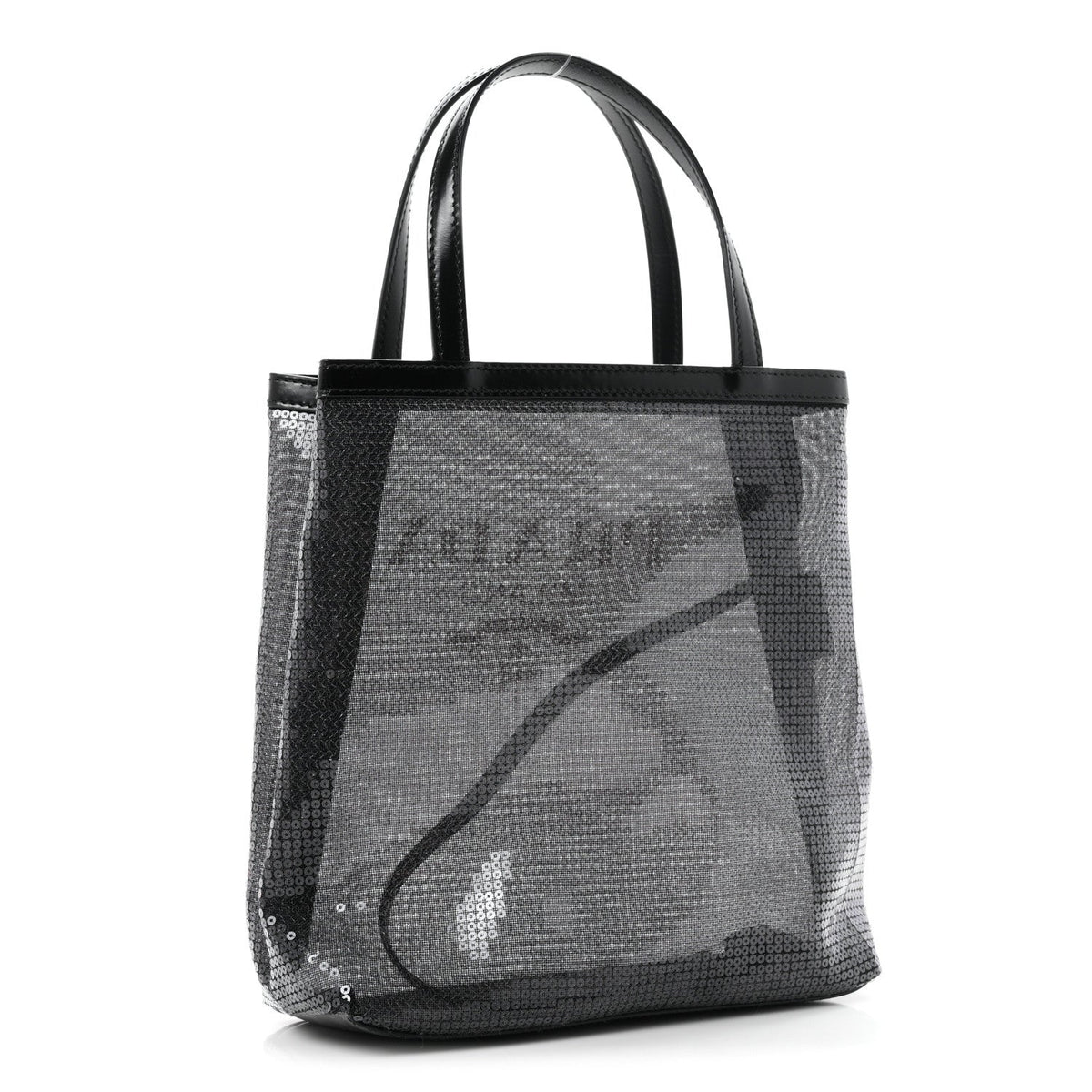 Sequin Rete Paillettes Small Tote Bag Black