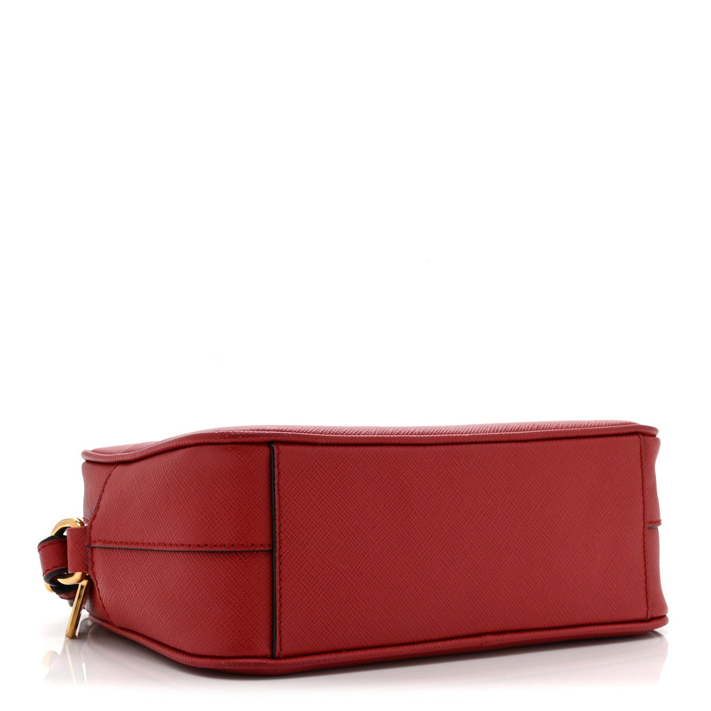 Saffiano Mini Camera Crossbody Bag Rosso