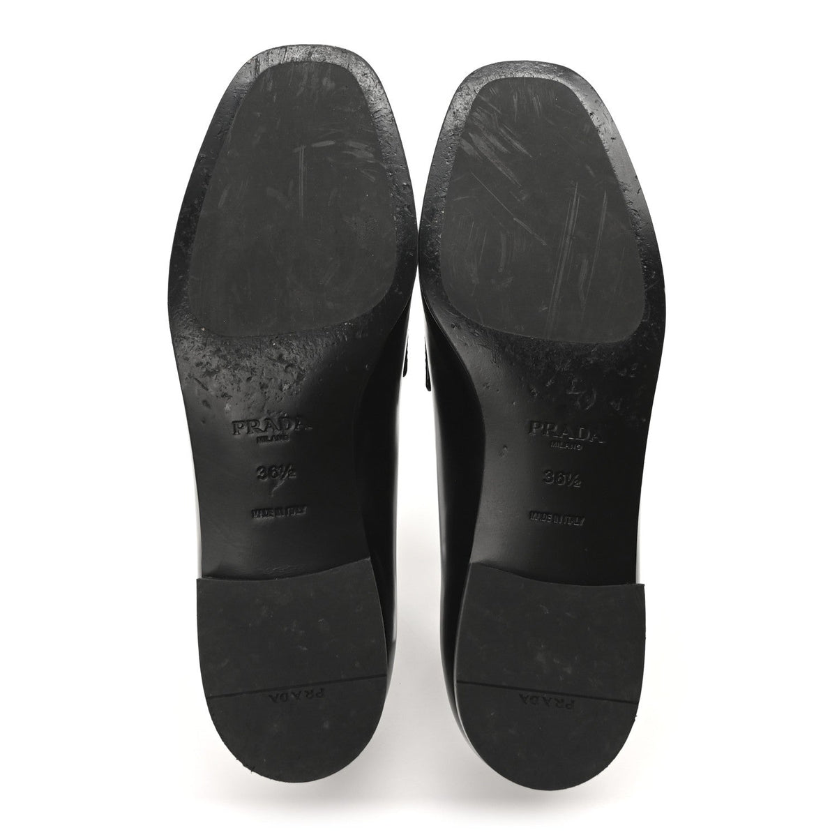 Brushed Calfskin Metal Triangle Logo 20mm Loafers 36.5 Black