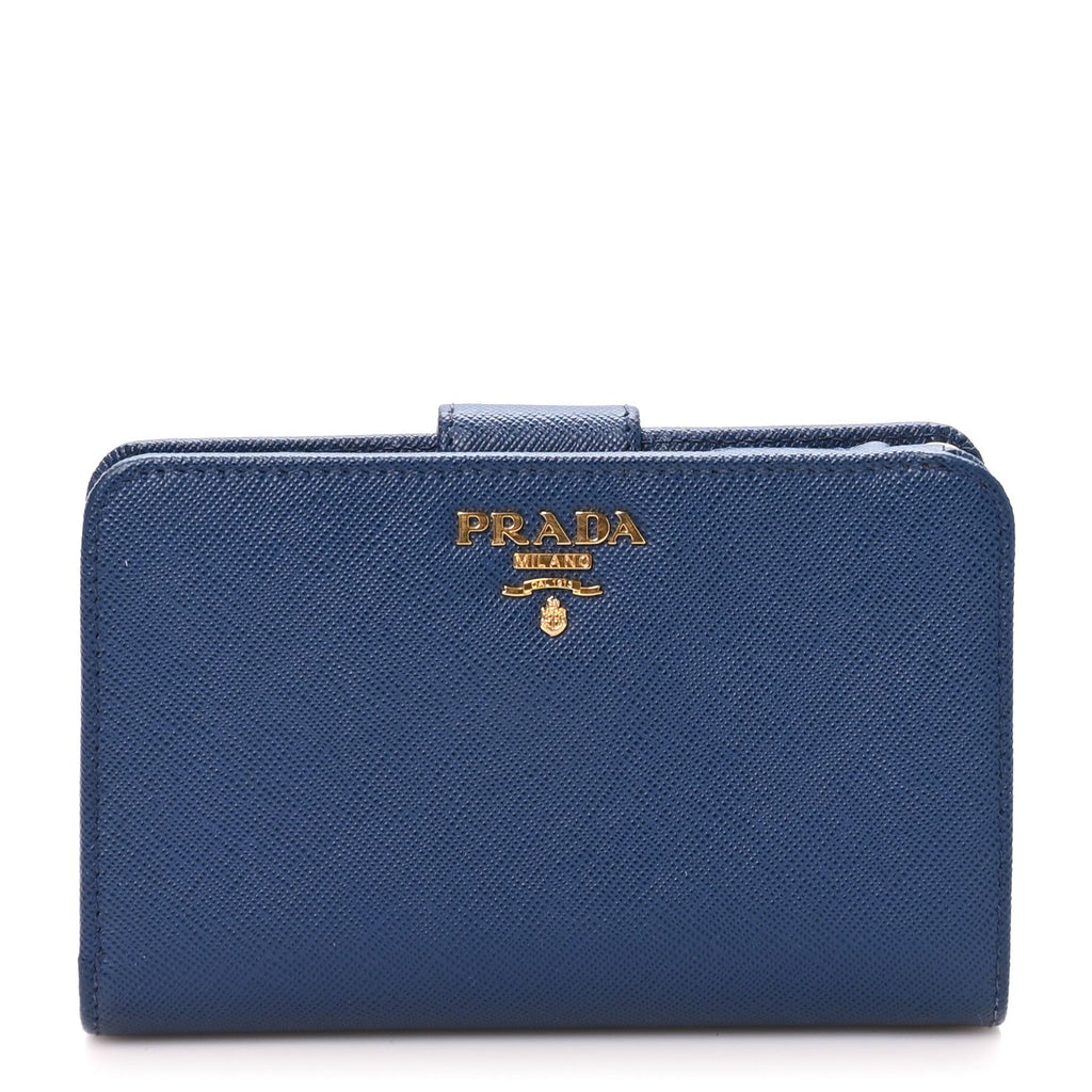 Saffiano Metal Compact Wallet Bluette