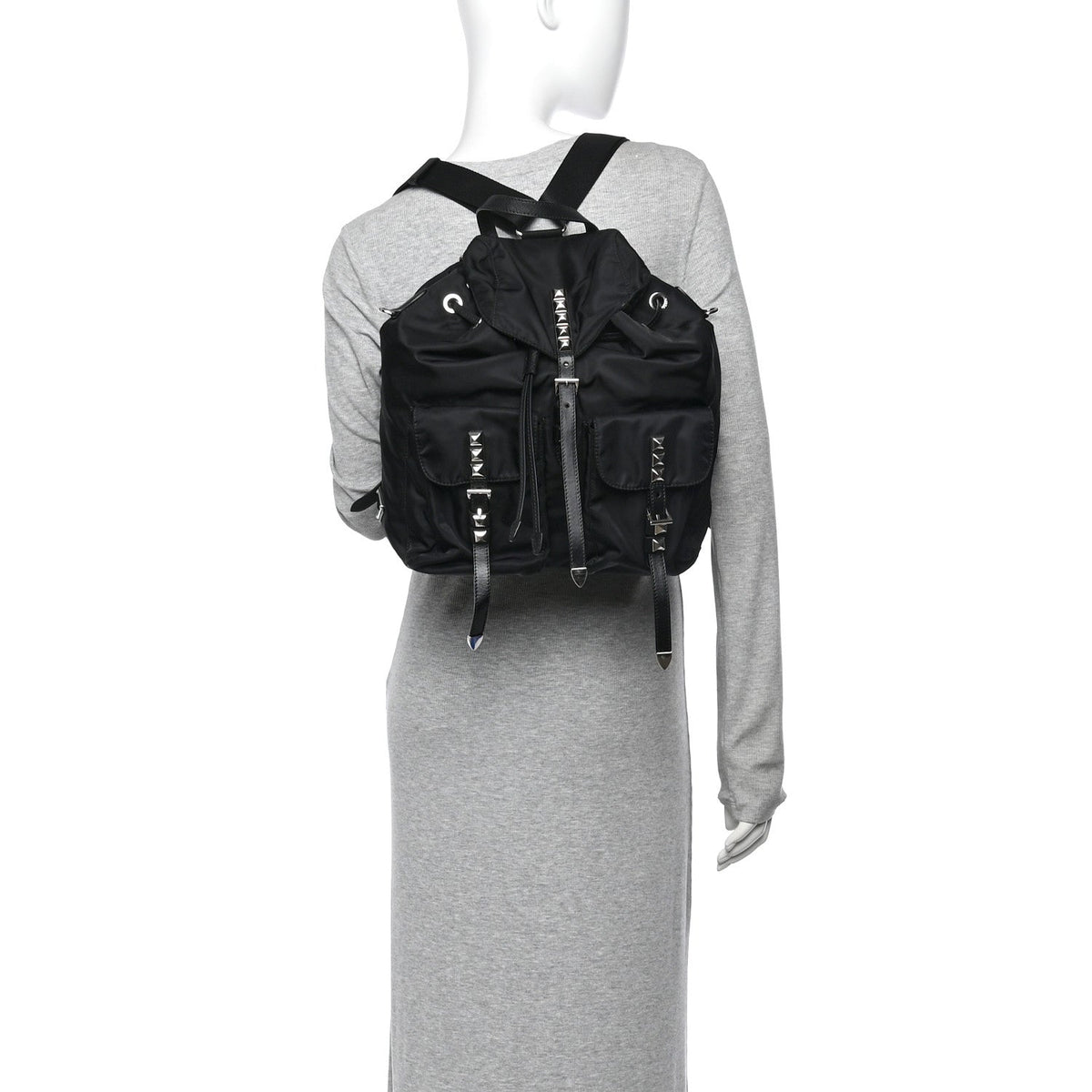 Nylon New Vela Studded Backpack Black