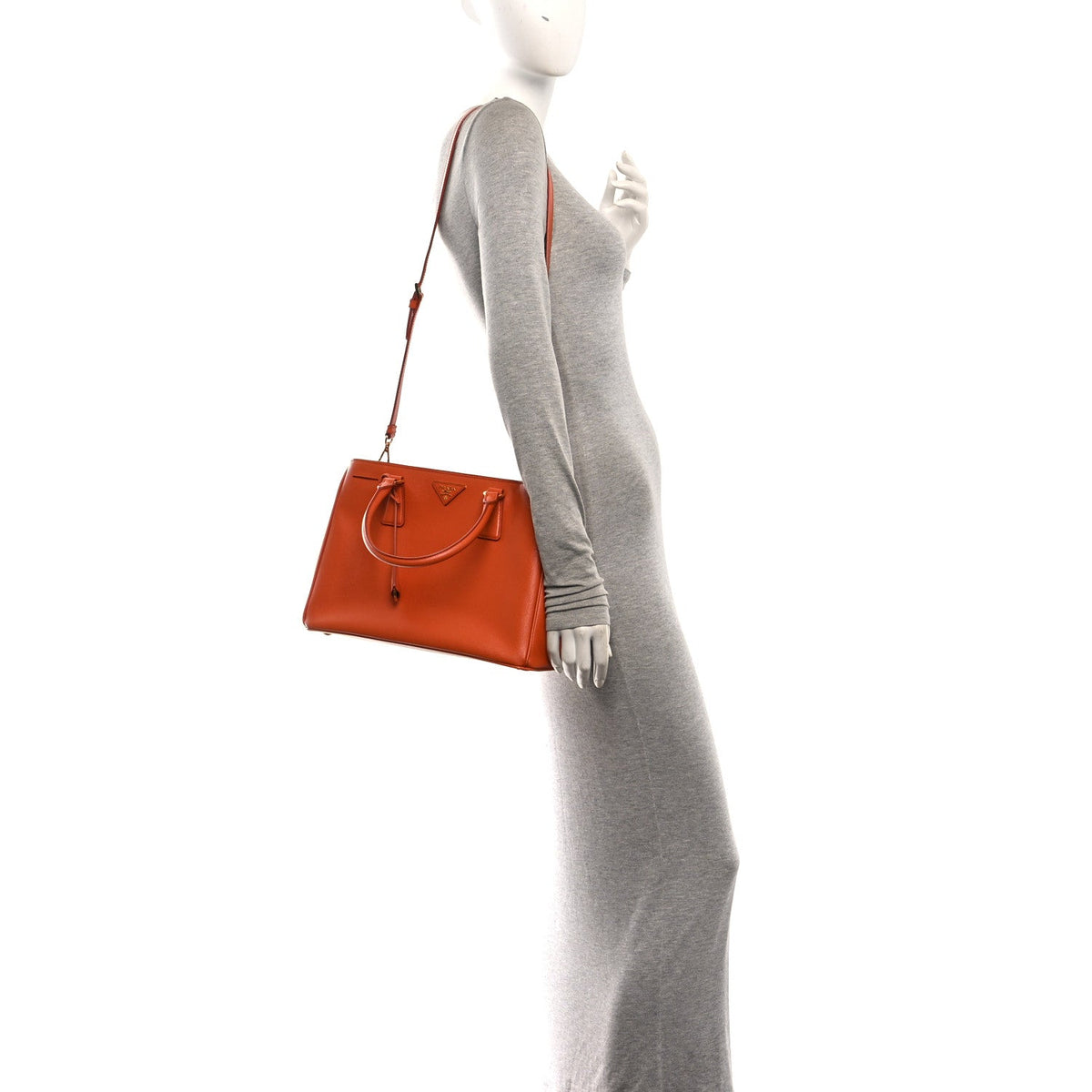 Saffiano Lux Medium Tote Papaya