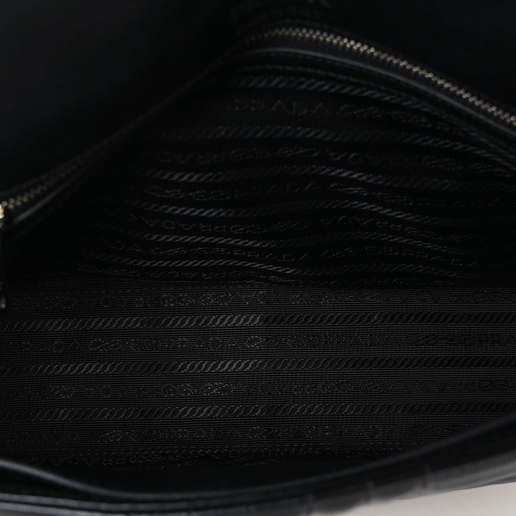 Soft Calfskin Impunture Diagramme Large Chain Flap Shoulder Bag Black
