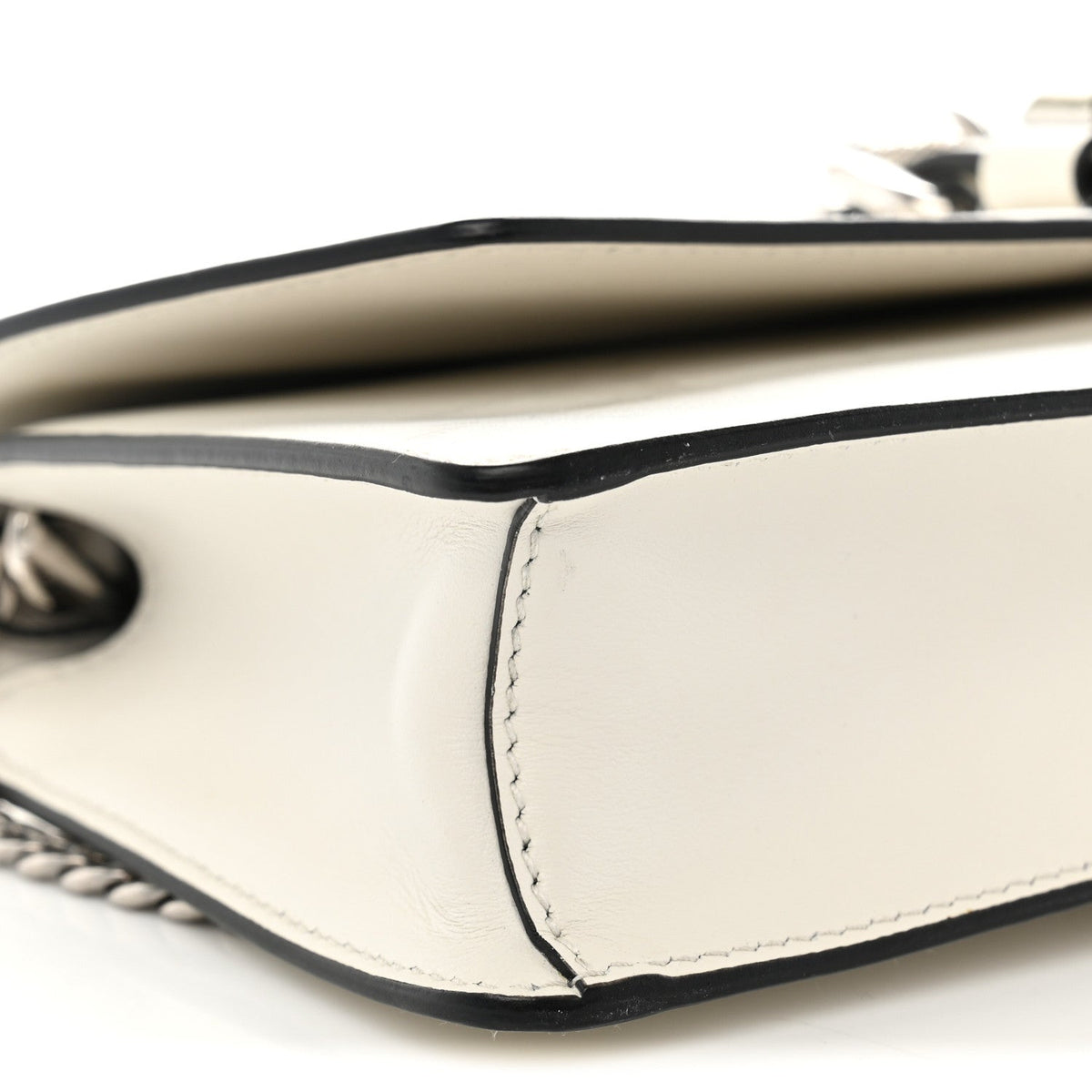 City Calfskin Saffiano Studded Elektra Clutch With Chain White