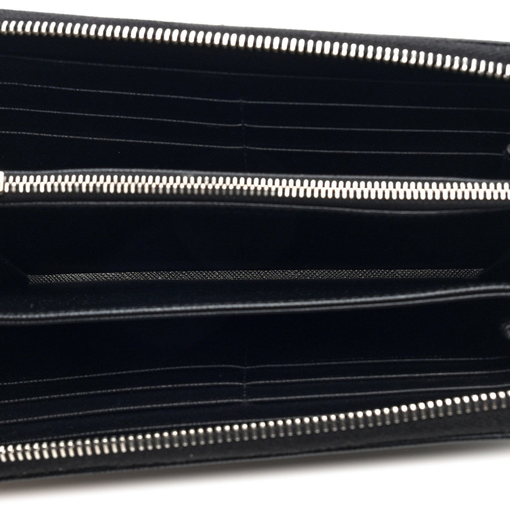 Saffiano Triangle Zip Wallet Black