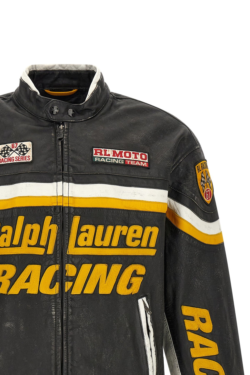Leather Biker Jacket with Patches