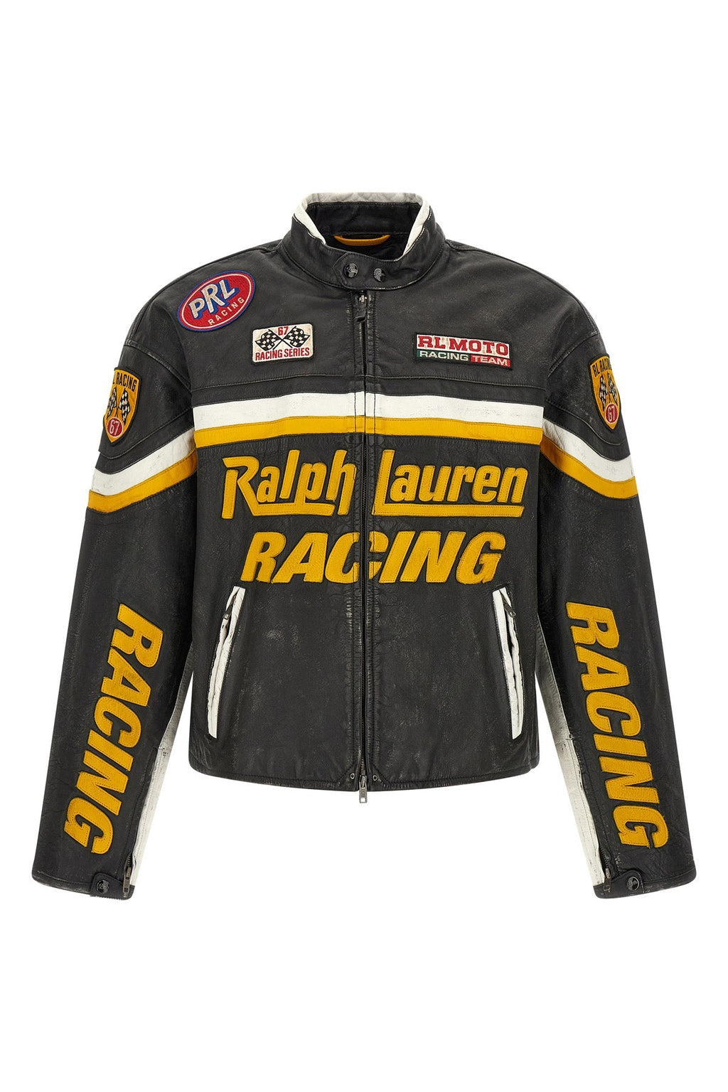 Leather Biker Jacket with Patches