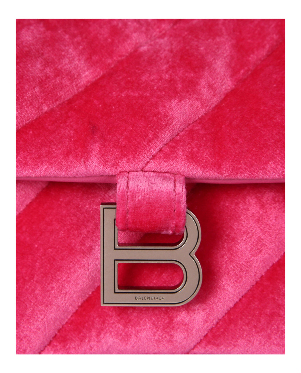 Balenciaga Womens Crush Velvet Small Quilted Chain Shoulder Bag