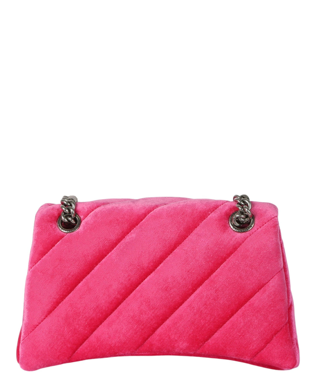 Balenciaga Womens Crush Velvet Small Quilted Chain Shoulder Bag