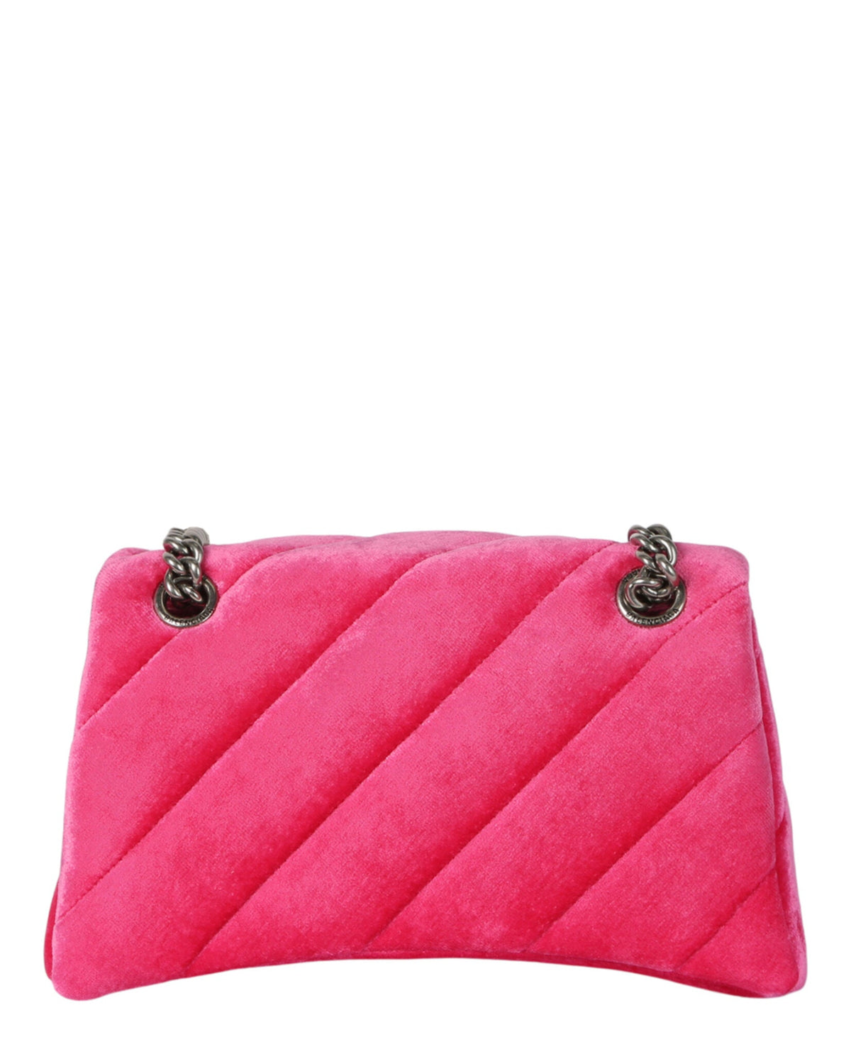 Balenciaga Womens Crush Velvet Small Quilted Chain Shoulder Bag