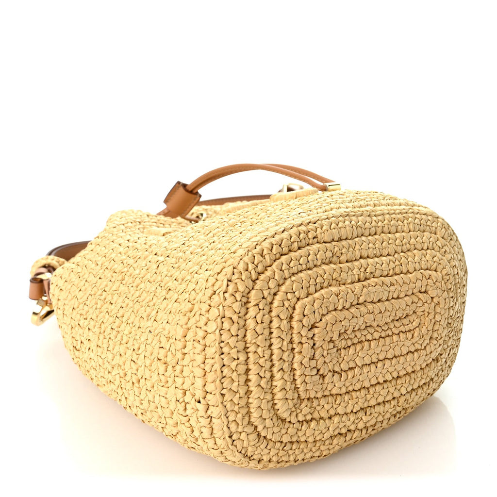 Yarn Raffia Effect Crochet Small Bucket Bag Naturale