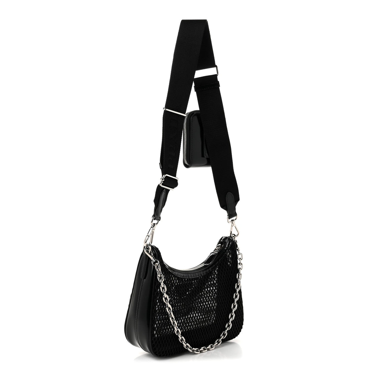 Mesh Brushed Calfskin Re-Edition 2005 Shoulder Bag Black