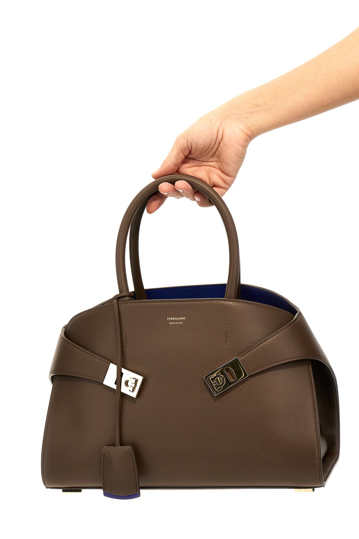 Ferragamo Hug small handbag in brown calfskin