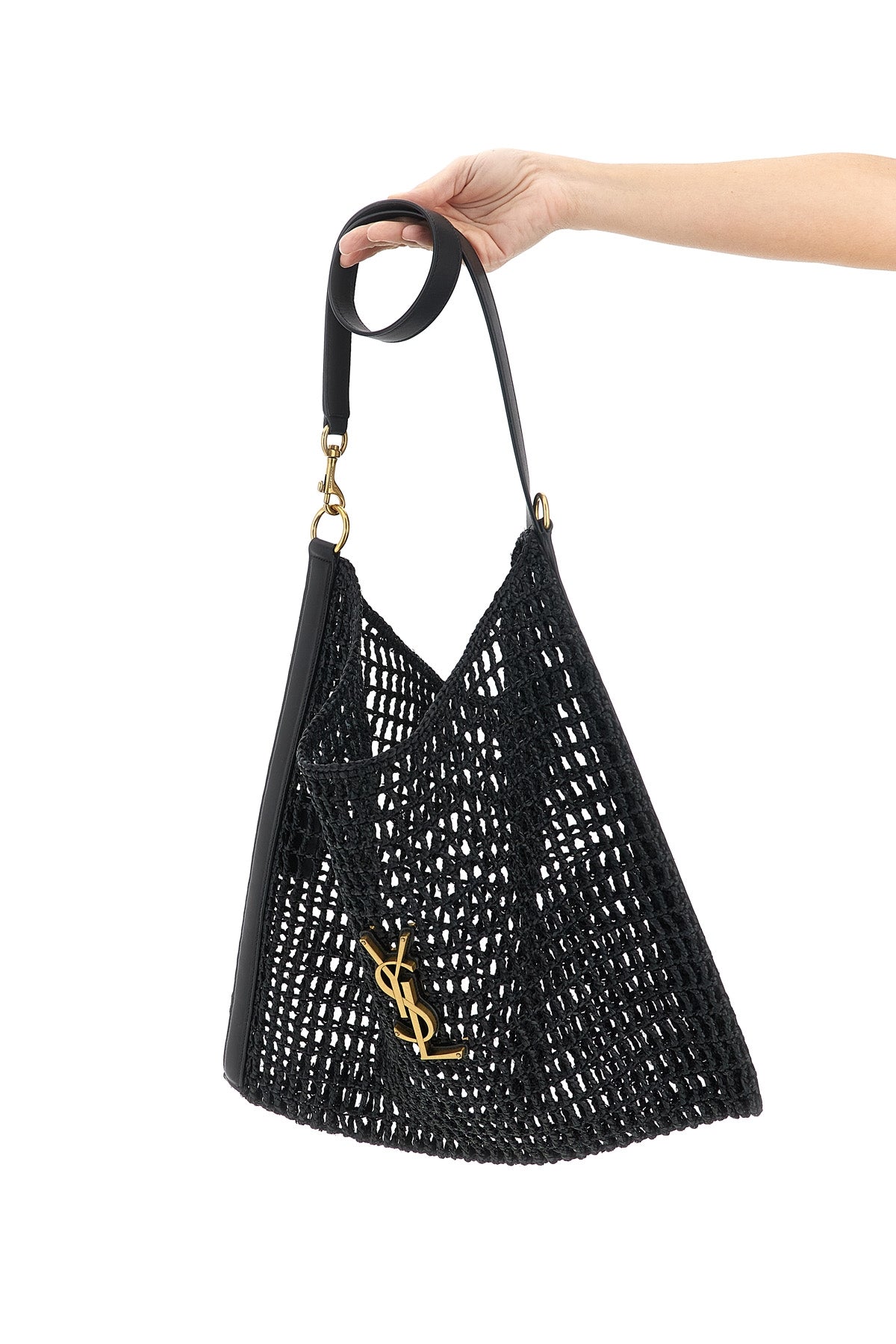 Saint Laurent Oxalis black raffia shoulder bag