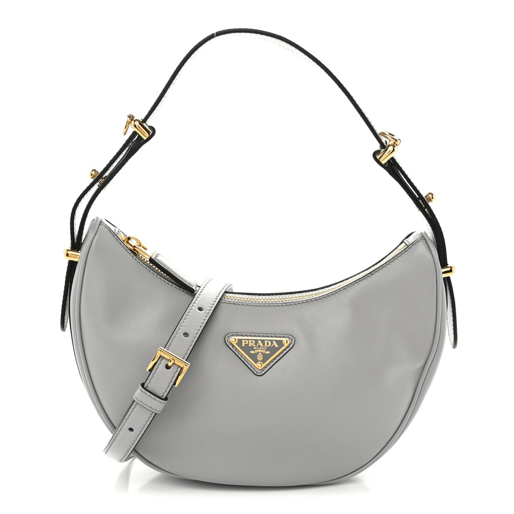 Soft Calfskin Arque Shoulder Bag Granito