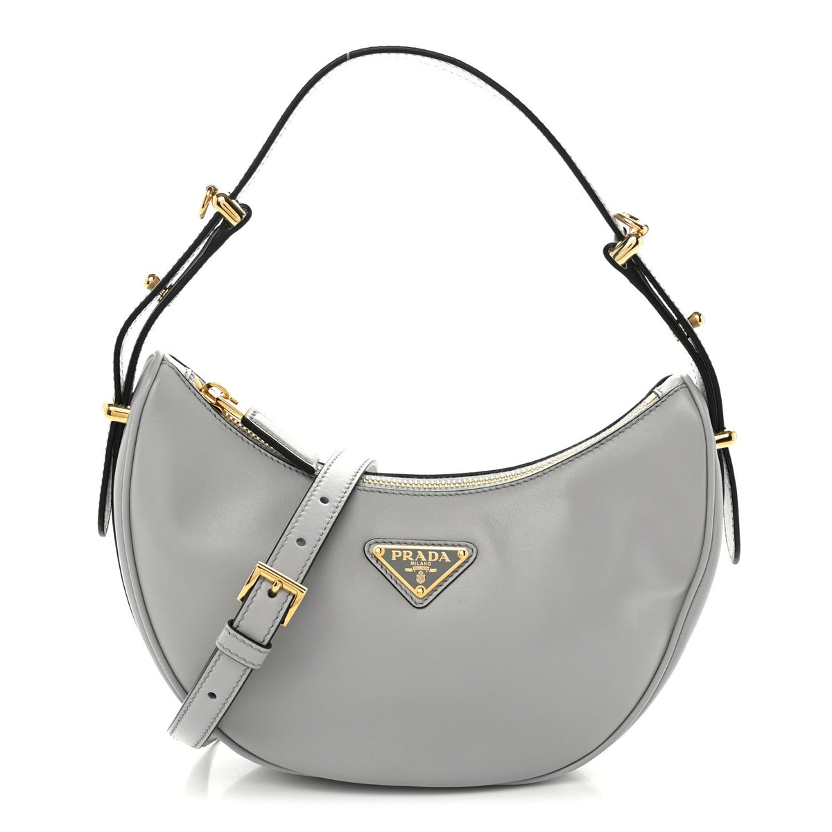 Soft Calfskin Arque Shoulder Bag Granito
