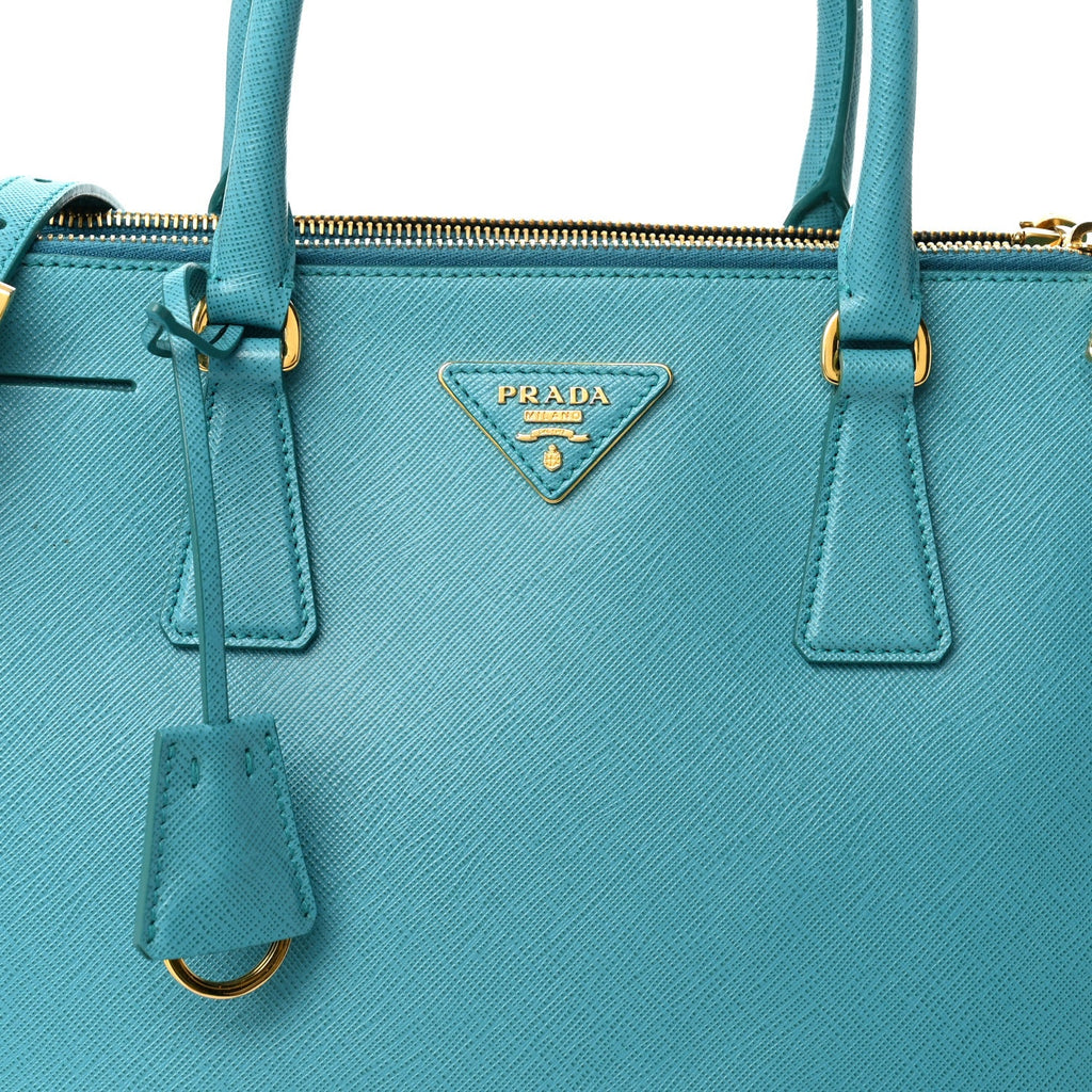Saffiano Lux Small Galleria Double Zip Tote Turchese