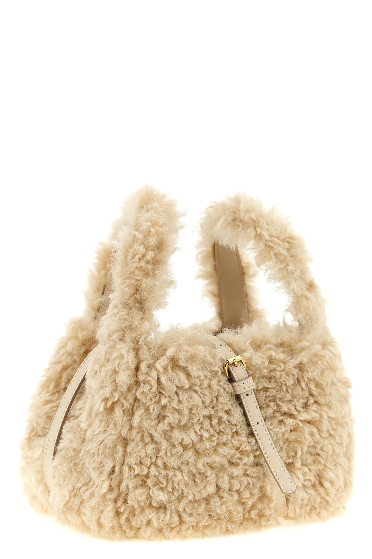 Faux Shearling Logo Shoulder Bag