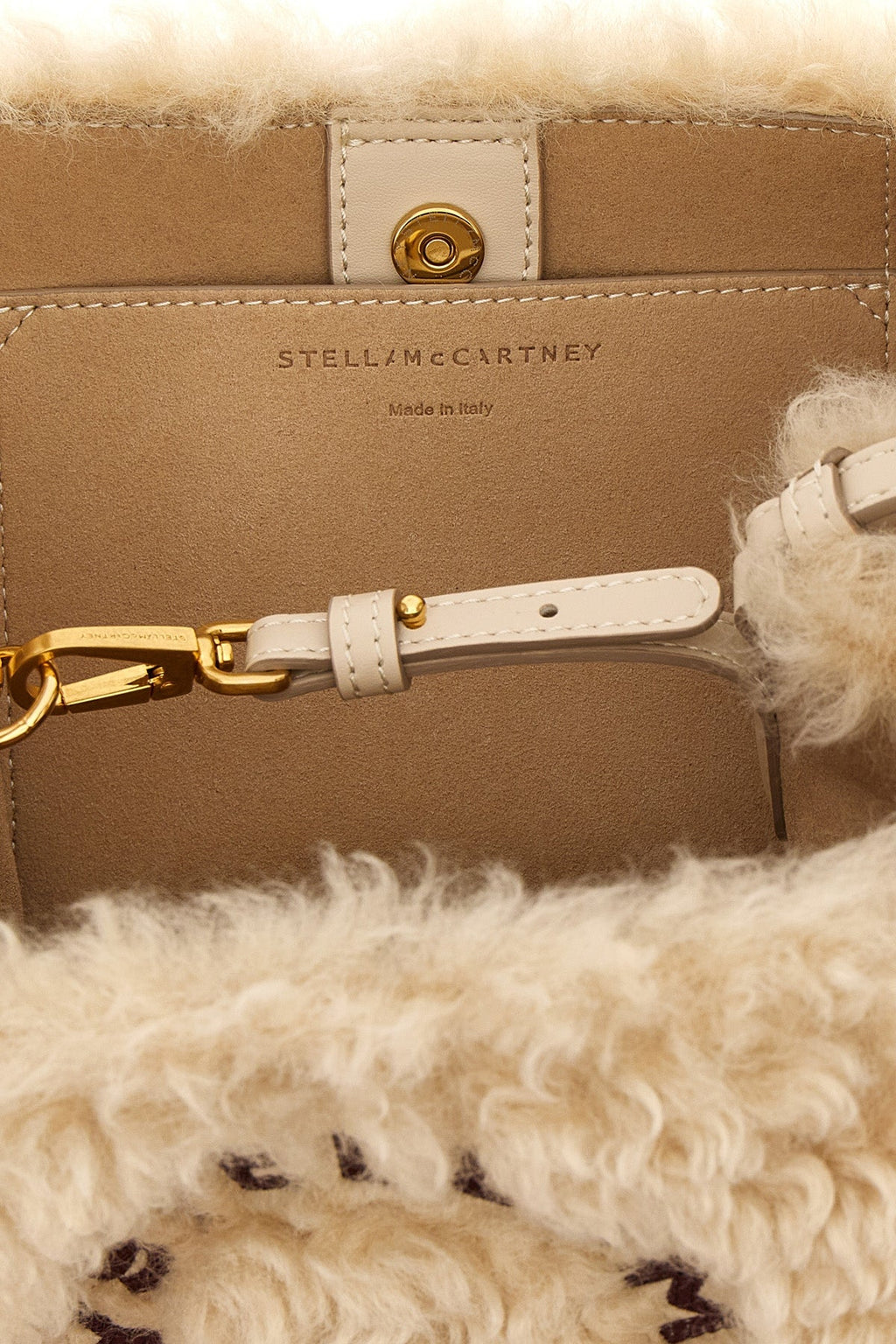 Faux Shearling Logo Shoulder Bag