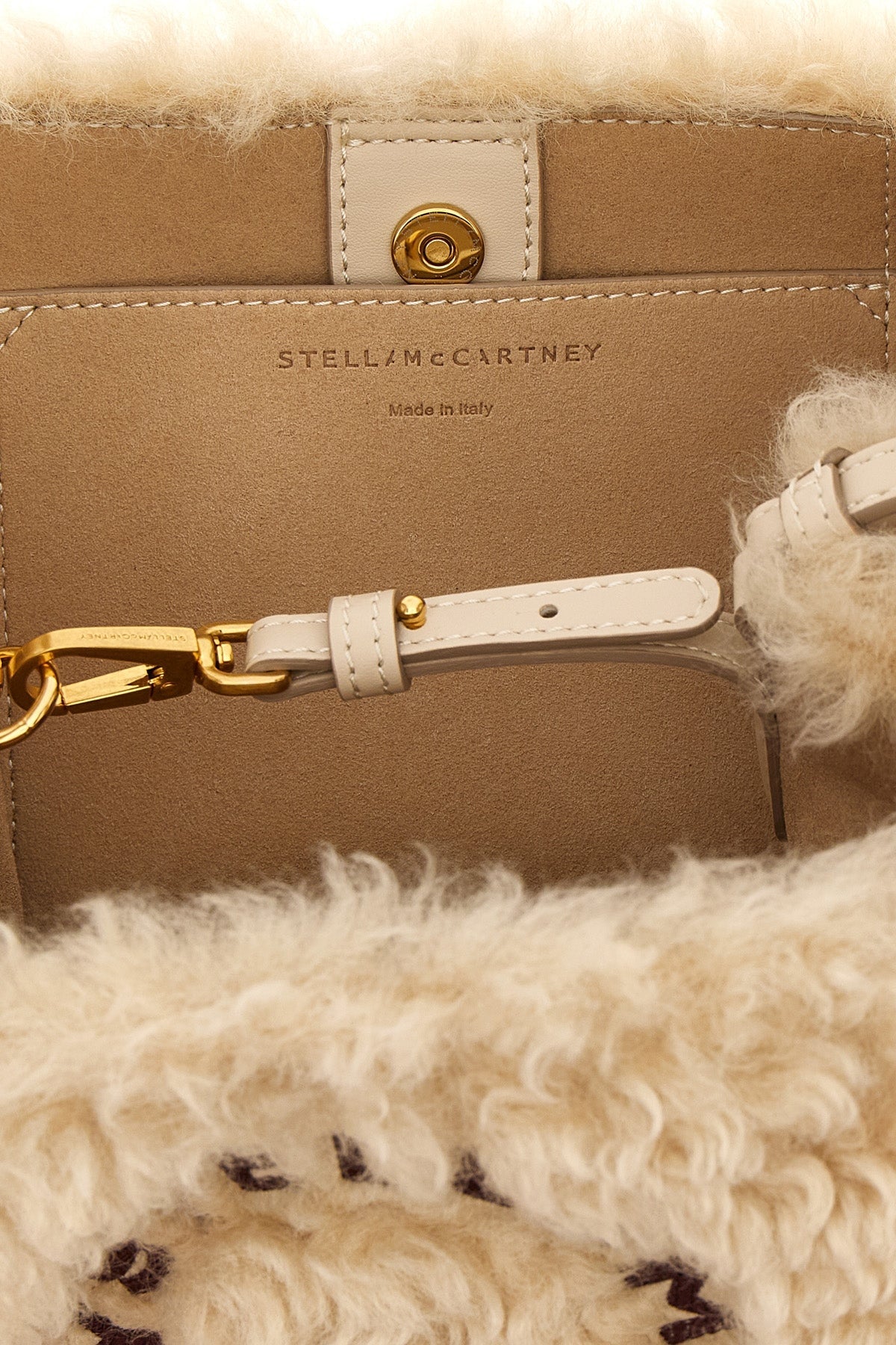 Faux Shearling Logo Shoulder Bag
