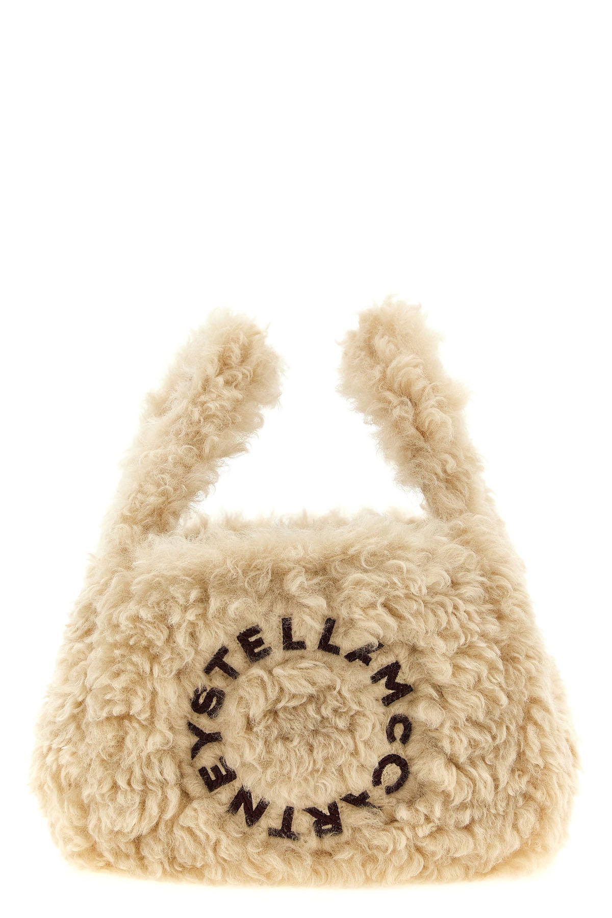 Faux Shearling Logo Shoulder Bag