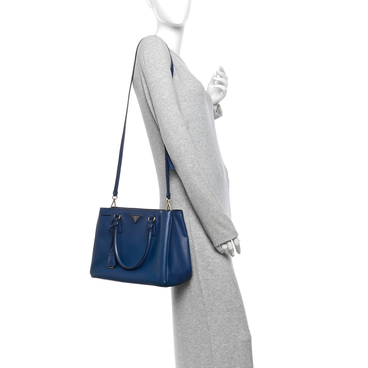 Saffiano Medium Galleria Double Zip Tote Cobalto
