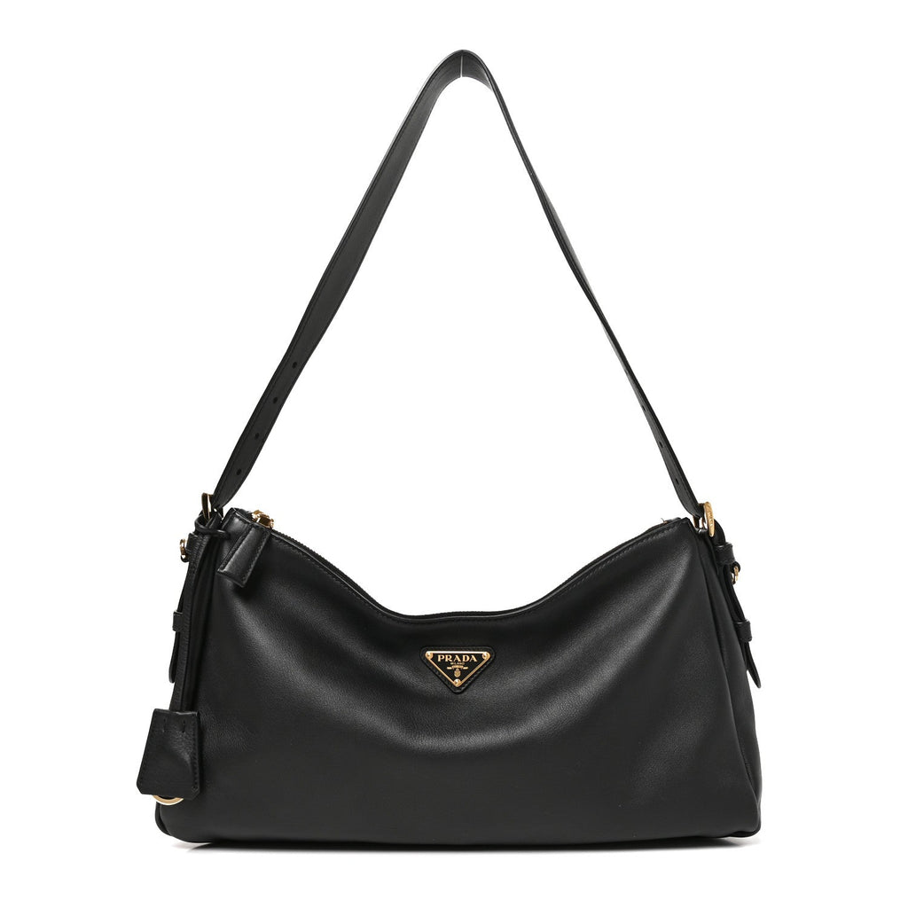 Soft Calfskin Large Aimée Shoulder Bag Black