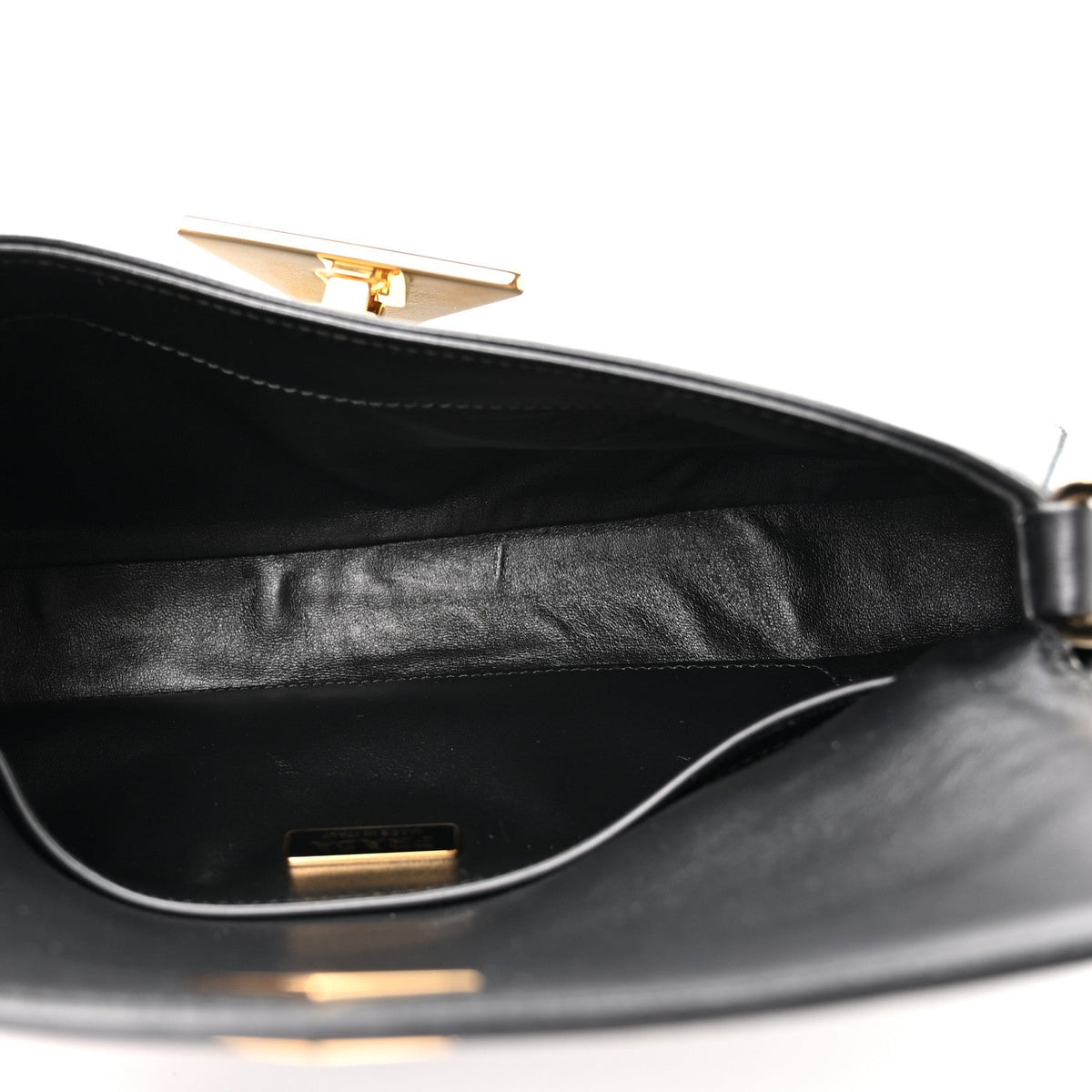 City Calf Triangle Flap Shoulder Bag Black