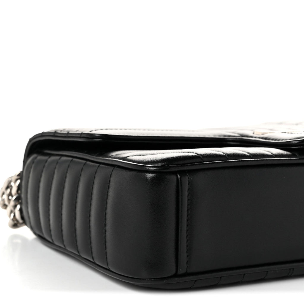 Soft Calfskin Impunture Diagramme Medium Chain Flap Shoulder Bag Black