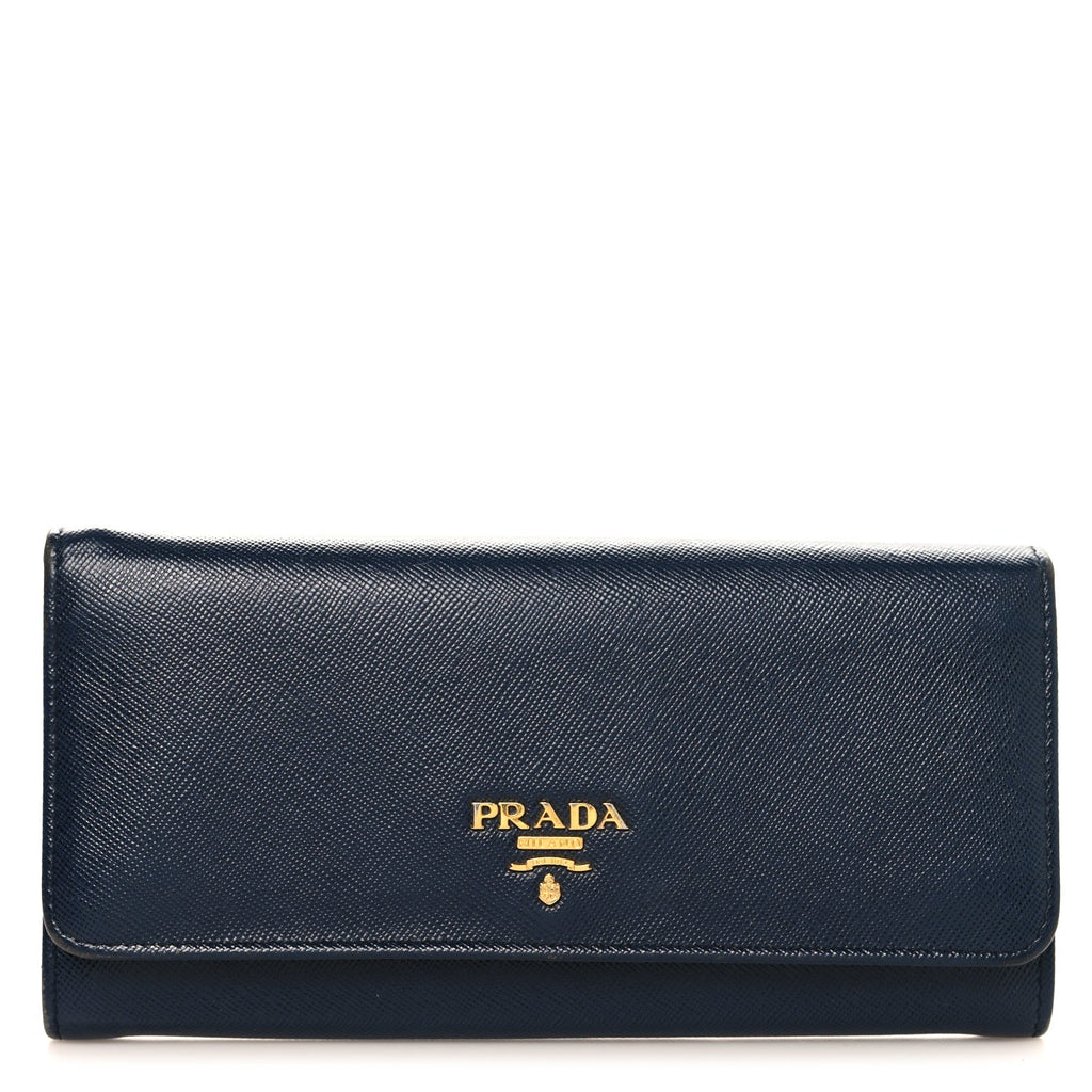 Saffiano Metal Continental Flap Travel Wallet Bluette