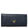 Saffiano Metal Continental Flap Travel Wallet Bluette