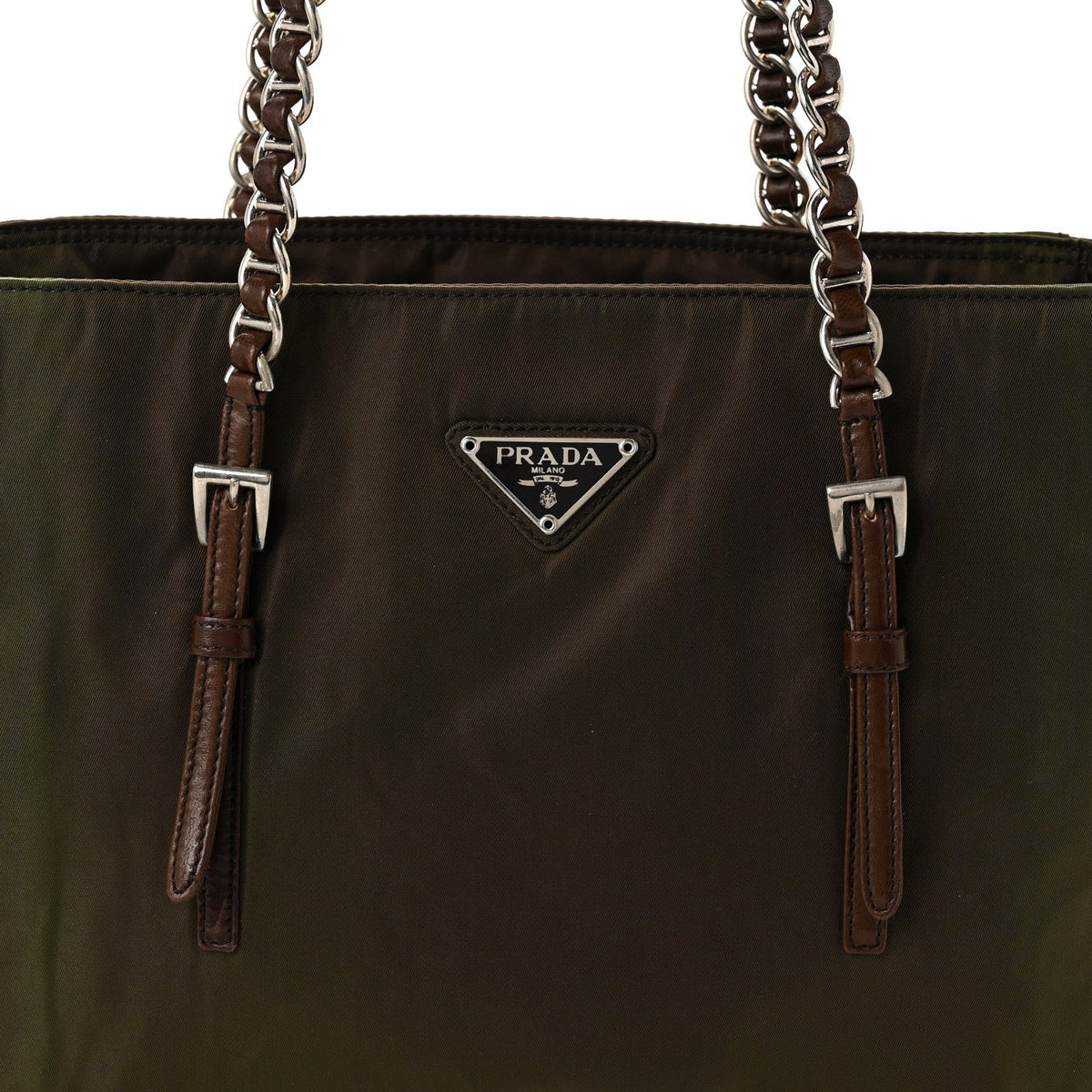Tessuto Nylon Acciaio Chain Shoulder Bag Bruciato