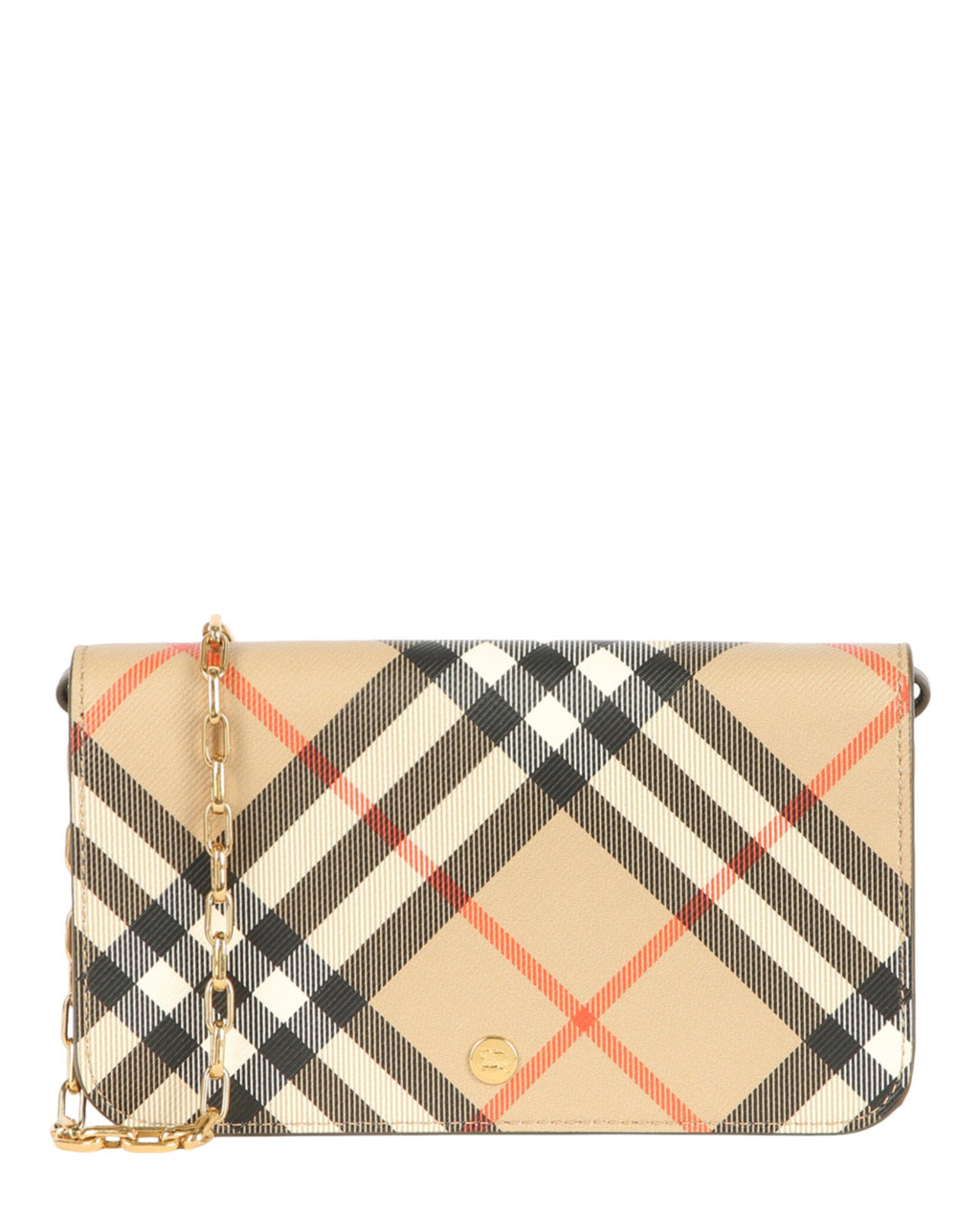Burberry Womens LS Large Check Chain Strap Wallet