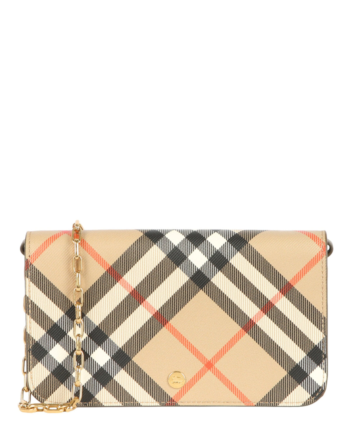 Burberry Womens LS Large Check Chain Strap Wallet