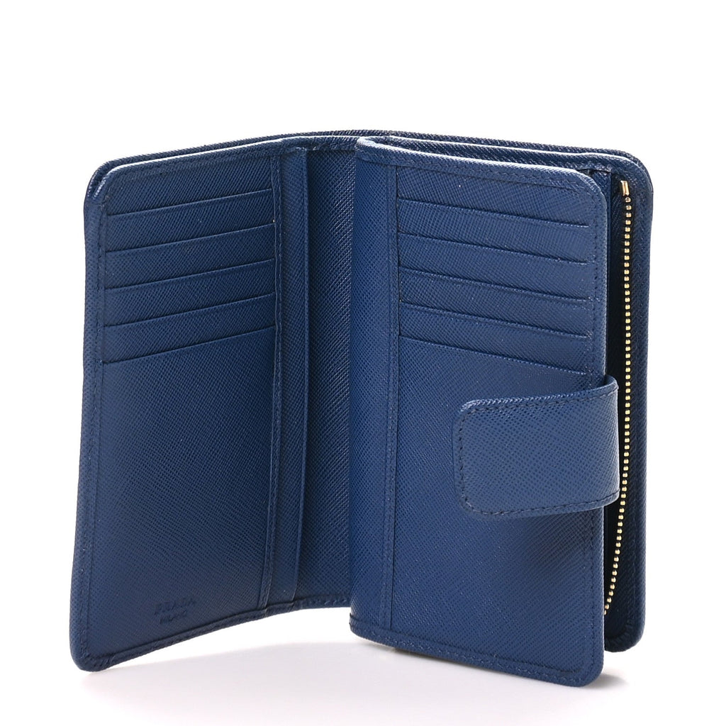 Saffiano Metal Compact Wallet Bluette